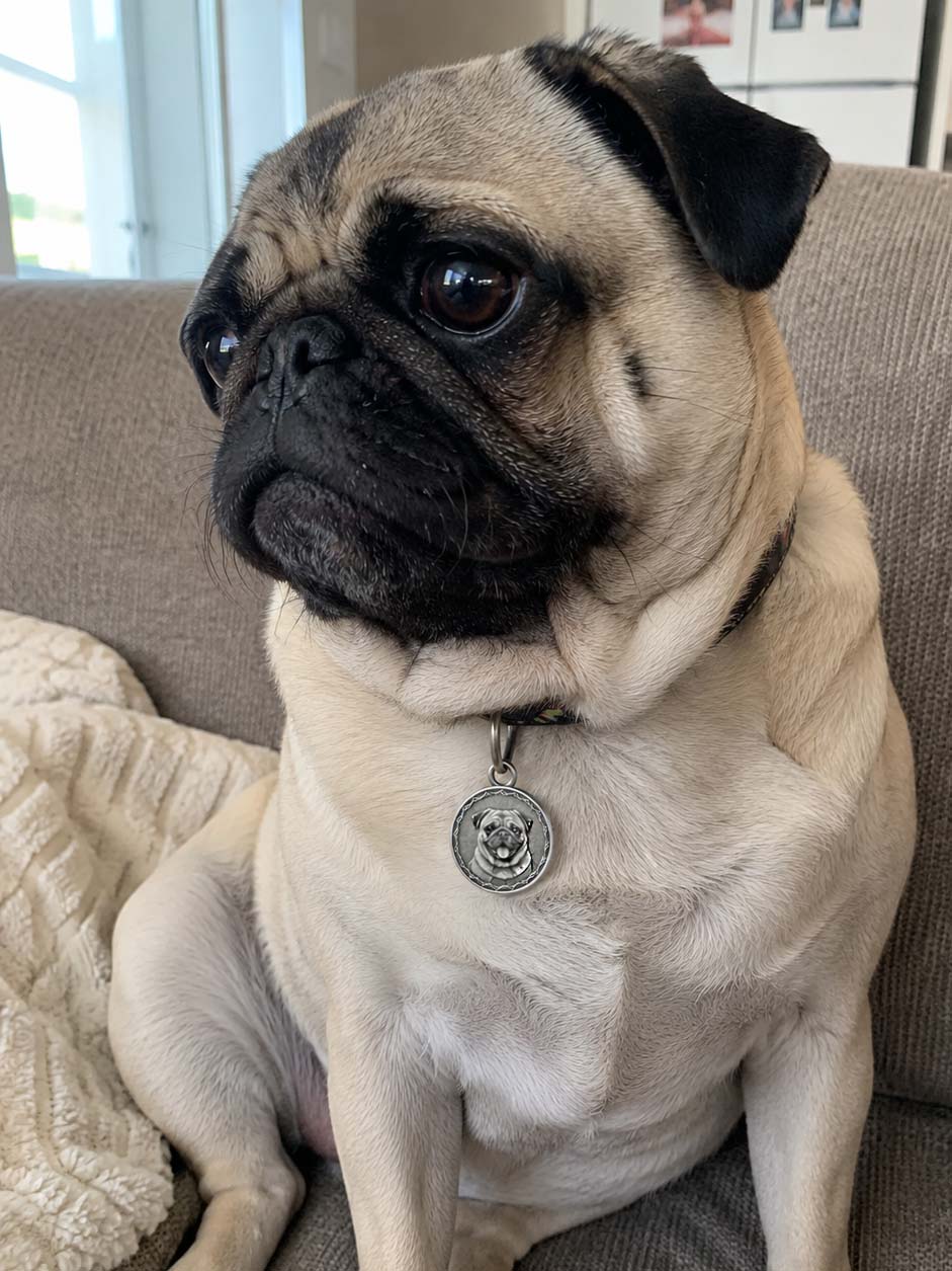 A coin clipped to a collar