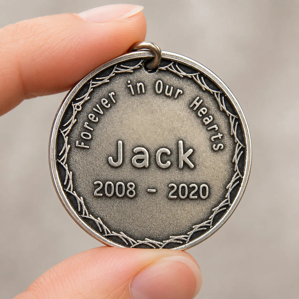 Emberlum Engraved Silver Coin — Custom Pet Portrait