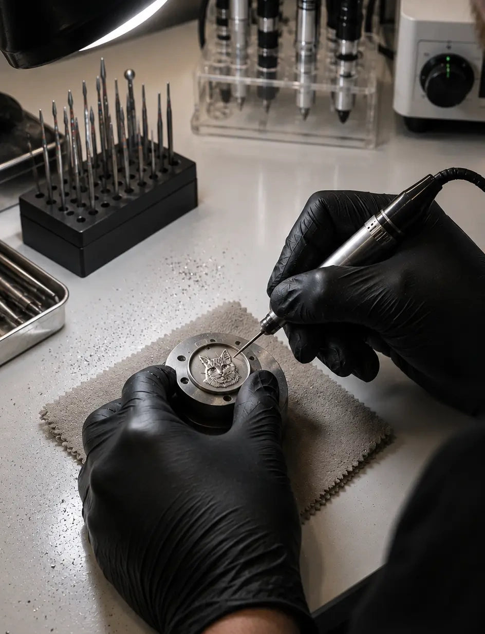 A hand engraver at the bench